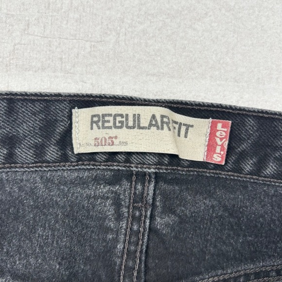Vintage Levi's 505 Jeans Mens 34x32 Regular Fit Black Charcoal Y2K Denim Classic - Picture 4 of 11